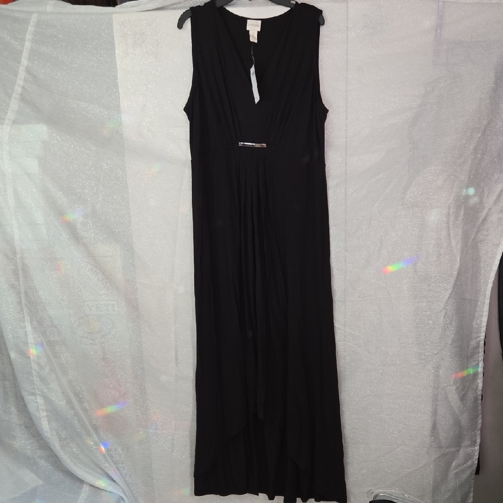 Chico's Black V-Neck Sleeveless Maxi Gown